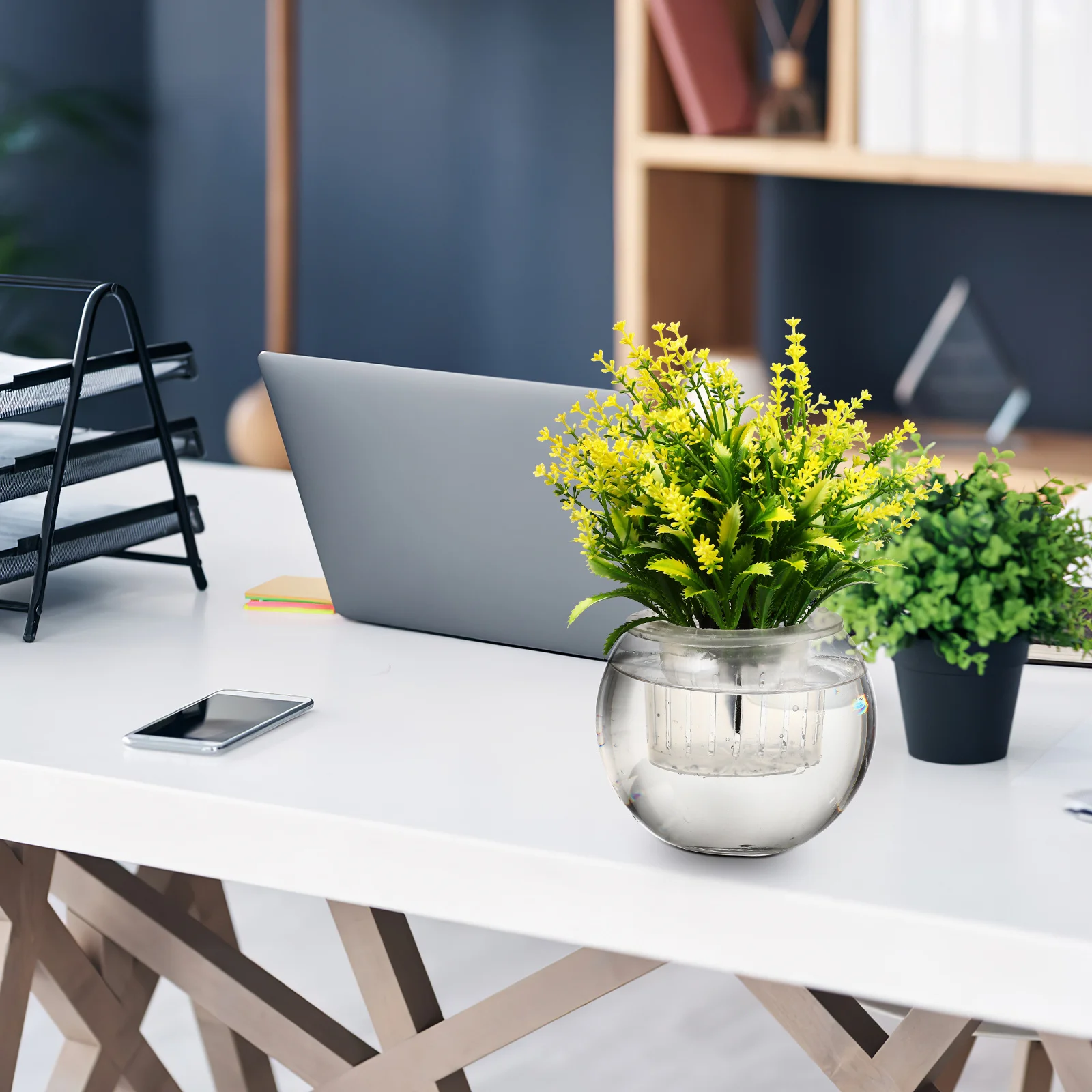 

Self Watering Planter Basket Hydroponics Glass Pot with Large Built-in Reservoir Rope Visible Water Level Safe Unrotten Glass