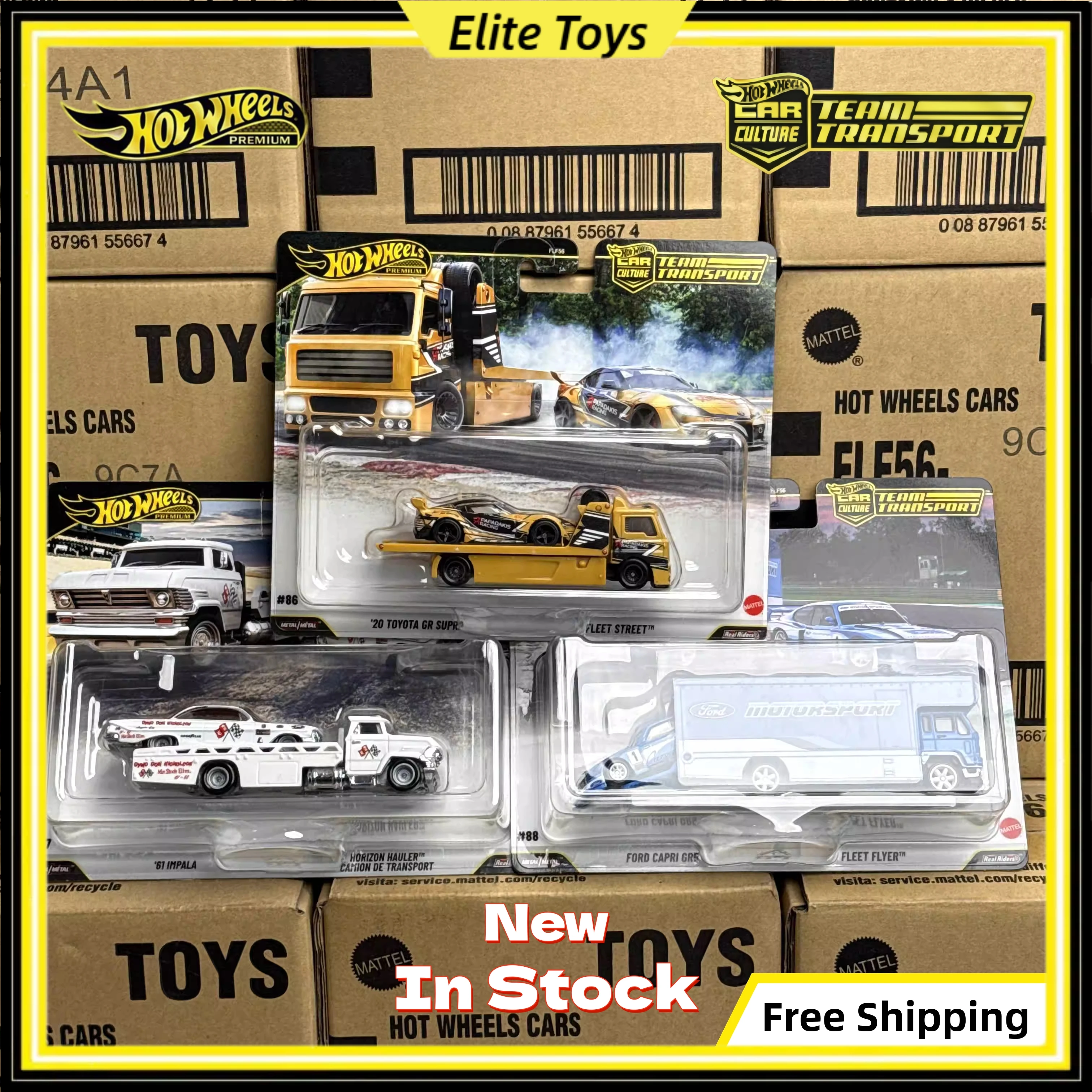 

Hot Wheels Премиум Новый автомобиль Культура Командный транспорт Ford Chevrolet Toyota Supra Fleet 1:64 Литые модели автомобилей Коллекционная игрушка