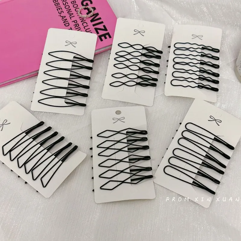 Simple Black One Word Clip Headdress Hairpin Internet Celebrity Side Female Bangs Back Head Broken Hair Fixed Gadget Hairpin