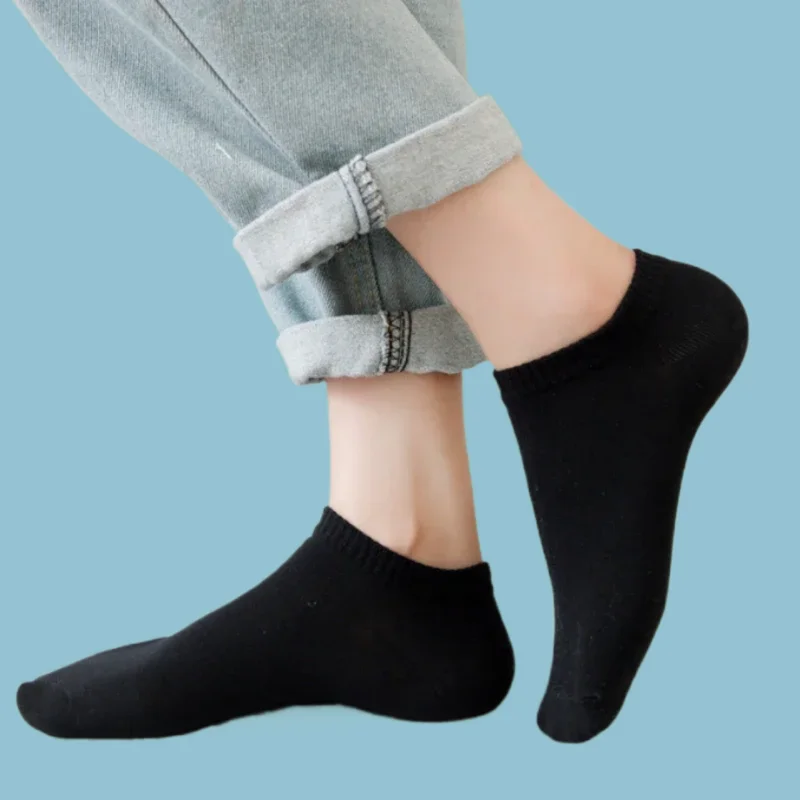 5/10/20 Pairs Breathable Simple Solid Boat Socks Soft Black White Invisible Short Low Cut Ankle Socks High Quality Cotton Socks