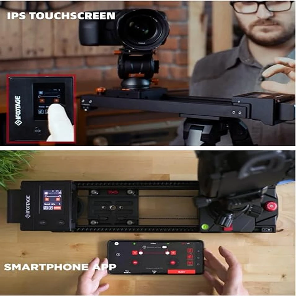 IFOOTAGE Shark Slider Nano Bundle, 16.6inch 2 Axis Motorized Camera Slider, APP/IPS Touch Screen Control, Mini Slider Dolly Rail