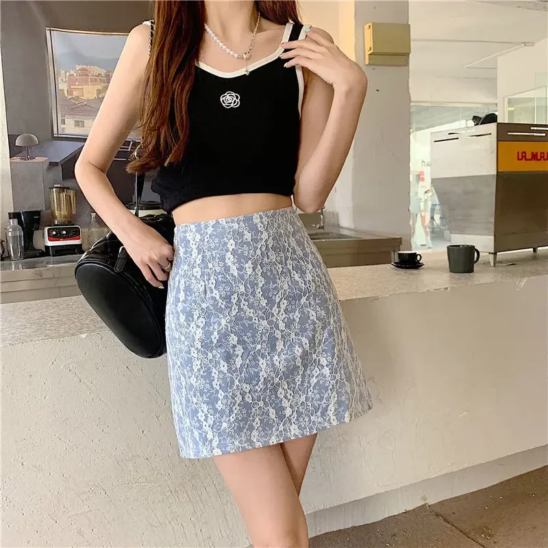 ハイウエストタイトショート丈スカート レディース ラップ レース ミニ ジッパー V字 Y2K ヴィンテージ 韓国風 上質 2025年トレンド Aライン