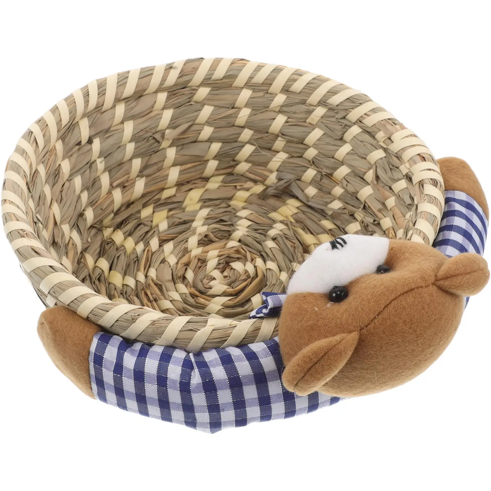

Bear Storage Basket Picnic Mini Wicker Household Blue Cotton Small Baskets for Organizing