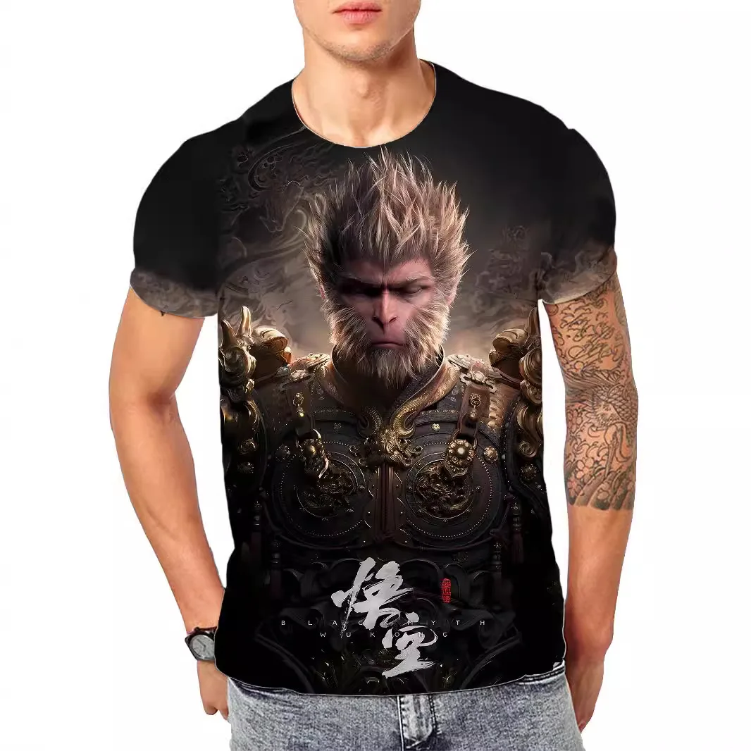 

3A game Black Myth. Wukong printed T-shirt versatile casual short sleeved breathable quick drying clothes