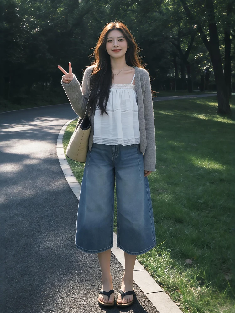 

Summer New Lazy Style Knitted Cardigan Tank Top Nine Points Pants Three Piece Set plus Size Comfortable Breathable Fashion Set