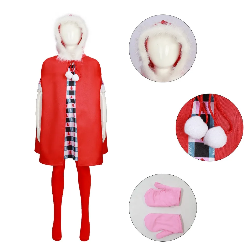 Comedy Christmas Cosplay Costume Cindy travestimento vestito mantello rosso Set completo ragazze donne Halloween Carnival Party Clothes gioco di ruolo