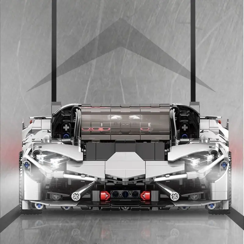Silver gray electroplated 3000 year old Lamborghini building block sports car compatible with LEGO Apollo puzzle boys' assembled
