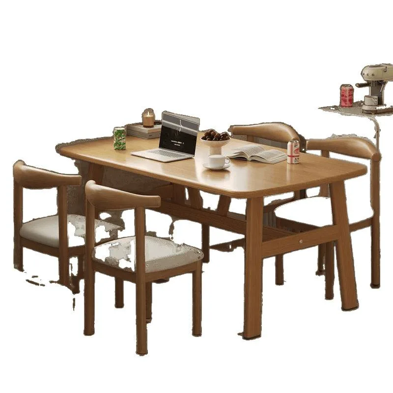 Nordic simple dining table combination, household small apartment, dining table and chairs, rectangular