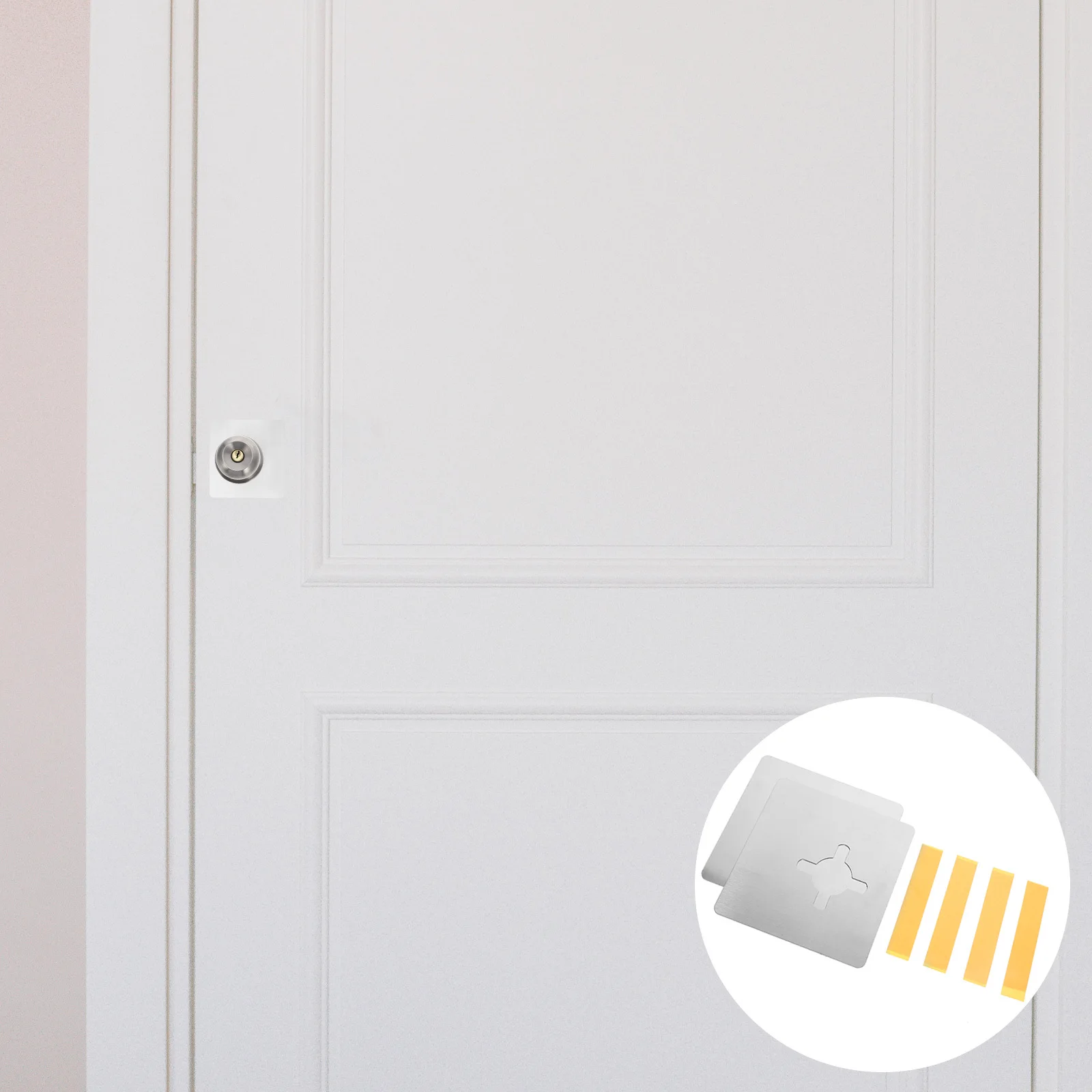 

4Pcs Stainless Steel Door Lock Repair Plate Reinforcement for Doors Home Security Door Hole Cover Plate