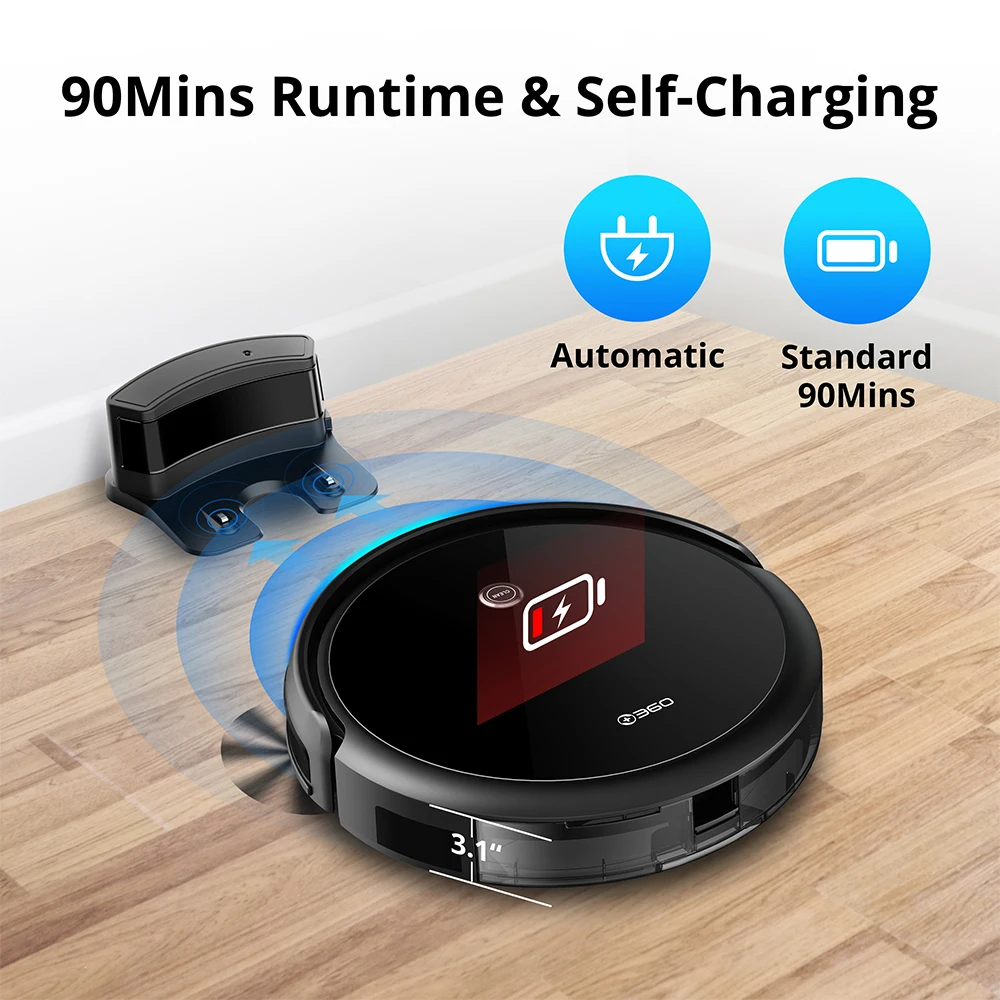 Botslab By 360 C50 Robot Vacuum Cleaner Smart Home APP Control Lithiun Battery 2600mAh Draw Cleaning Area On Map