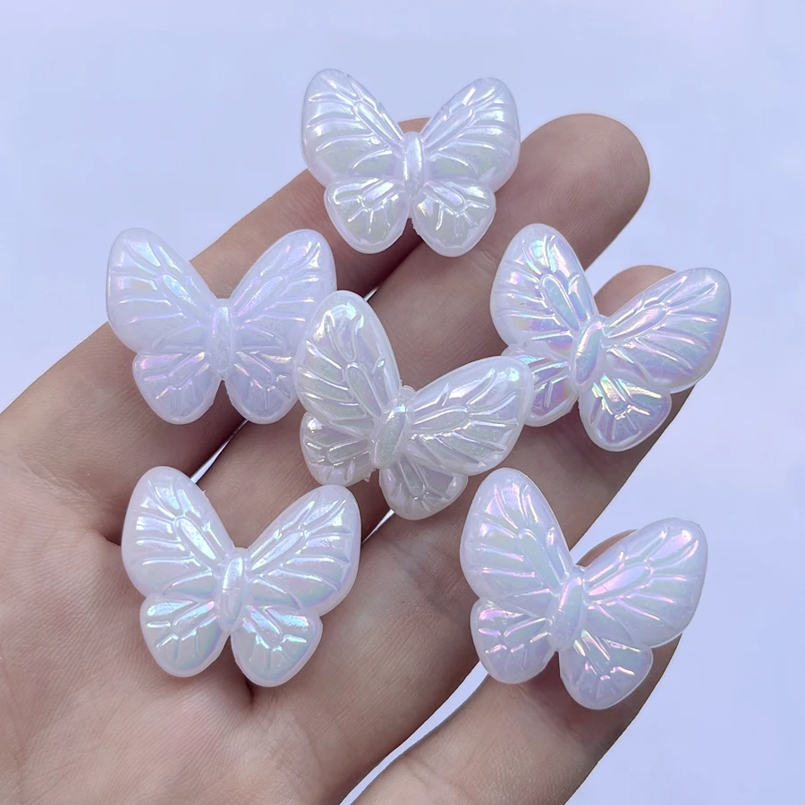 10pcs white AB butterfly decoration accessories DIY beads for hair accessories, wedding dresses, and butterfly decorations