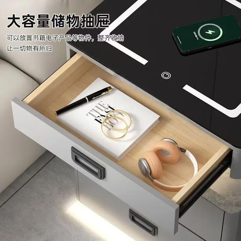 Smart bedside table, safe, integrated multi-function wireless charging, safe, bedroom bedside table, storage cabinet