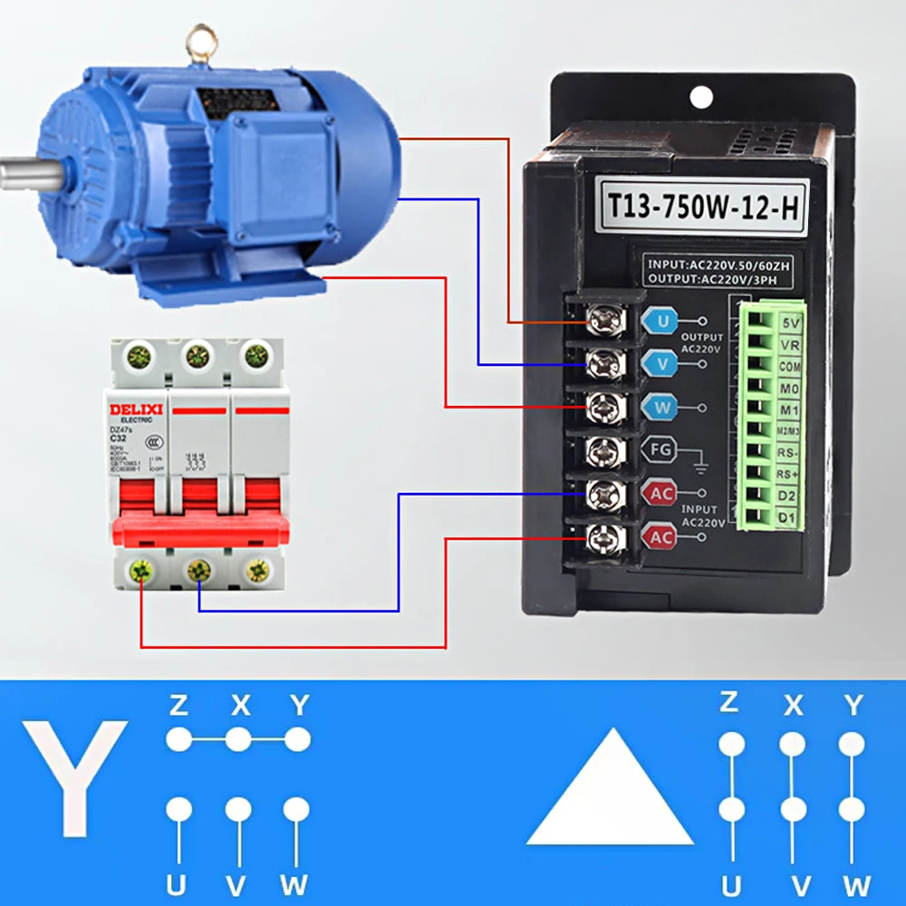 750W Variable Frequency Converters AC 220V Single-phase Input Three-phase Output Motor Driver MCU Speed Controller VFD Inverters