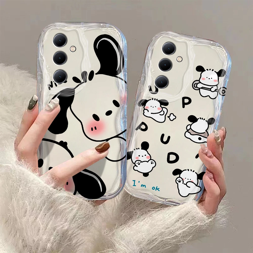 Cute Cartoon Lovely Pochacco 3D Wave Phone Case For Samsung Galaxy S24 S23 S21 S20 FE Plus Ultra 4G 5G Silicone Sanrios Cover