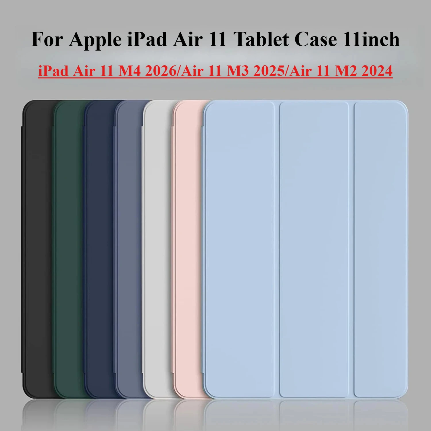 Case For iPad Air 11 M4 2026/Air 11 M3 2025/Air 11 M2 2024 11inch Flip Cover Tri-fold Magnetic Stand TPU Leather Tablet Case