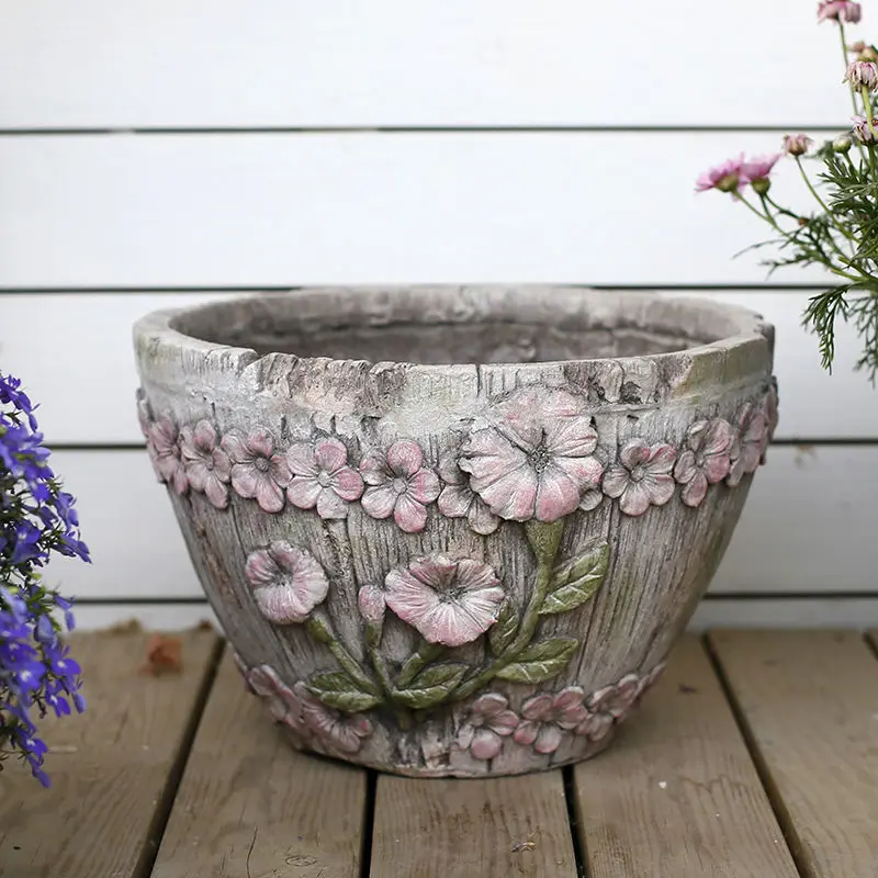 Pastoral retro personality creative balcony large diameter large courtyard orchid flower pot cement Internet celebrity succulent