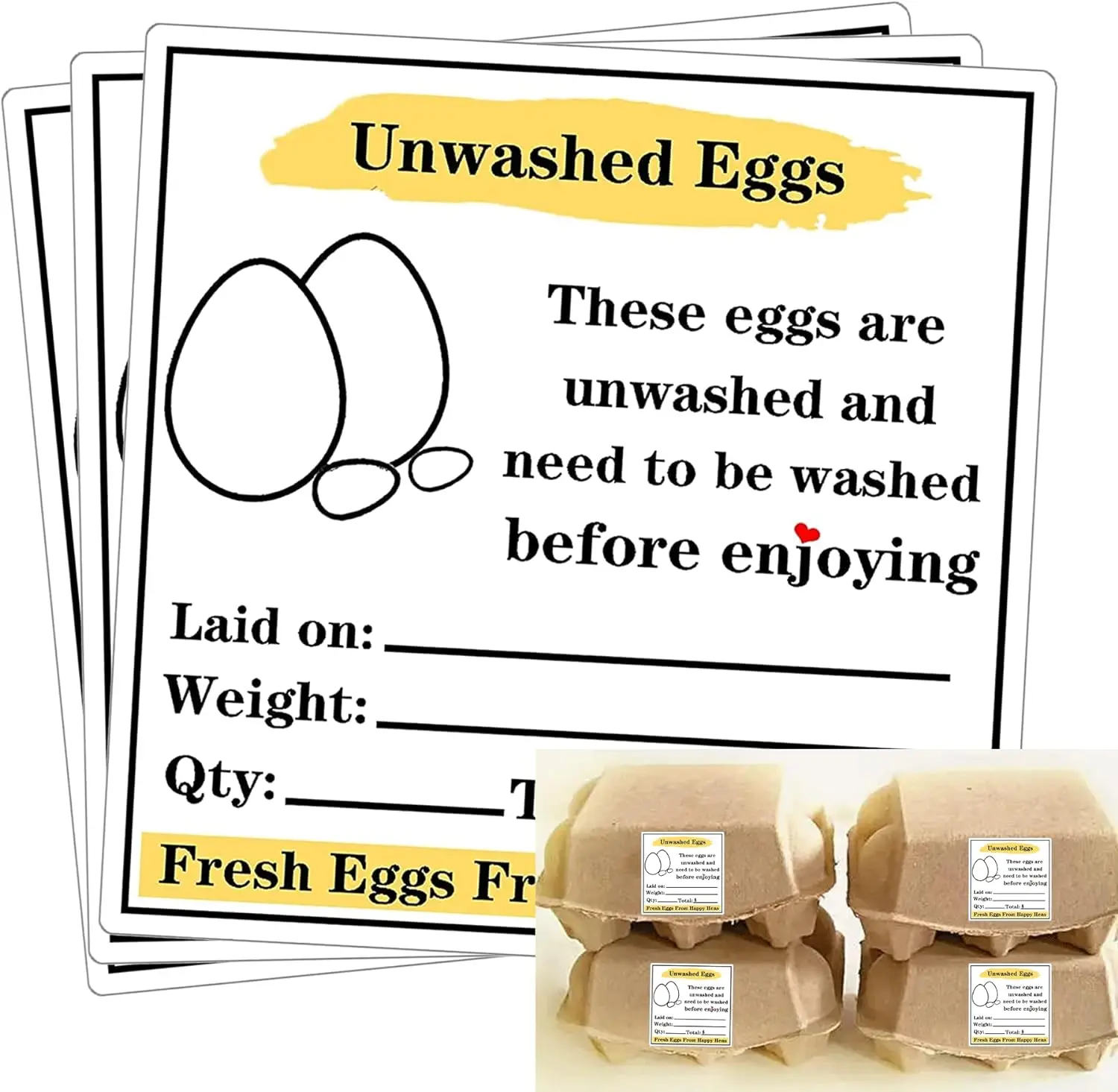 Fresh Egg Outer Packaging Label Stickers 200pcs Writable White Self adhesive Paper Farm Egg Packaging Label  2*2inches