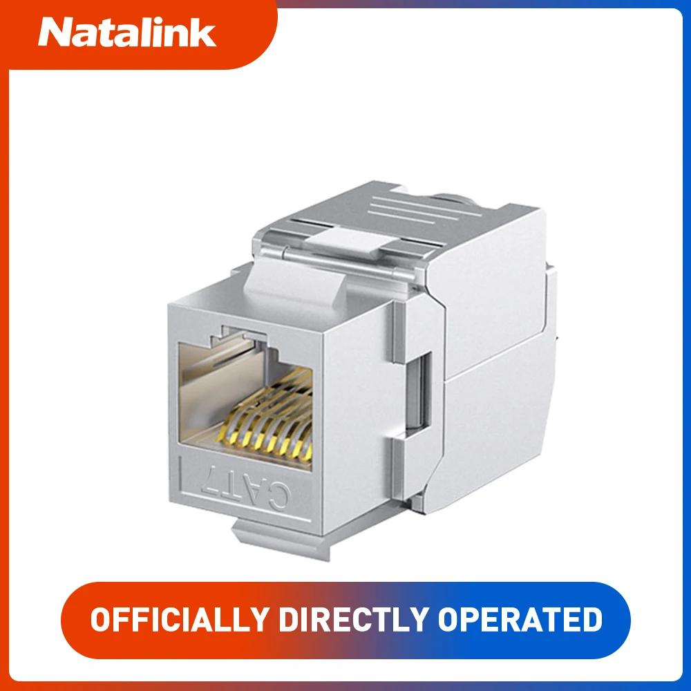 Natalink Cat6a Cat7 Keystone Jack STP RJ45 Tool-Less Zinc Alloy Module Shielded Ethernet Coupler Adapter 10GB for Wall Plate