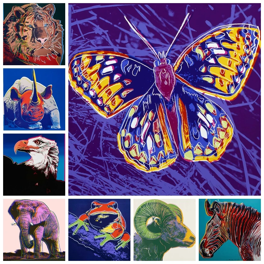 

5D DIY Diamond Painting Andy Warhol Animal Mosaic Embroidery Butterfly Elephant Rhino Zebra Cross Stitch Rhinestones Room Decor