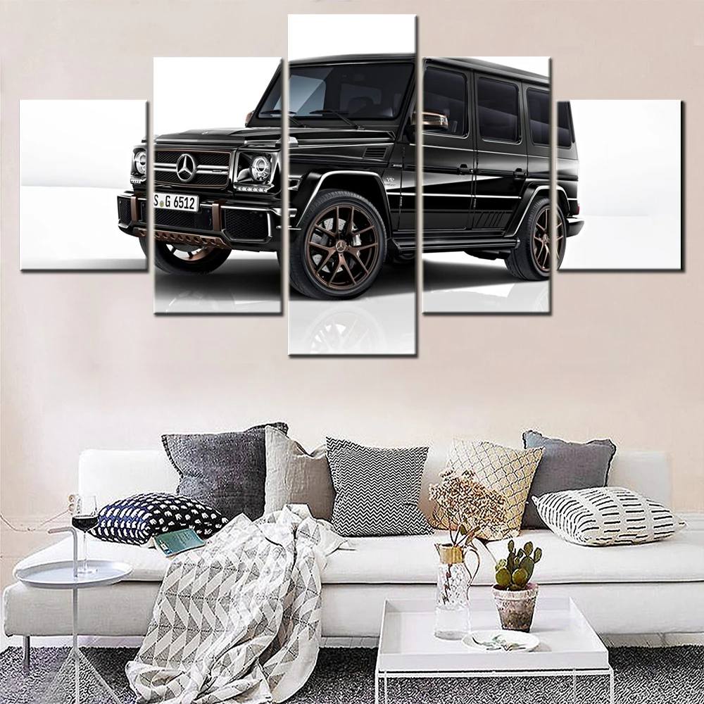 

5 Pieces Canvas Art Cool Black SUV Car Poster Painting Living Room Modern Home Decor Bedroom Wall Picture Print Interior Artwork