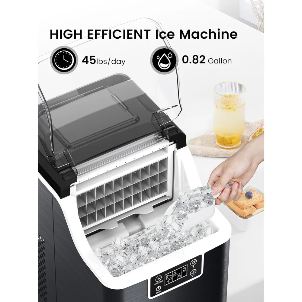 45 Lbs/Day,2 Ways to add Water,ice Makers countertop,Self Cleaning Ice Maker,24H Timer,Perfect for Home,Office,Bar