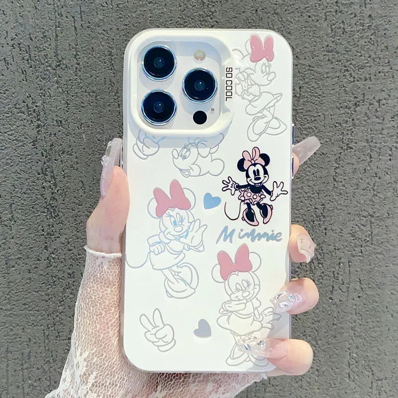 Disney Mickey Minnie Mouse Individuality Cute Phone Case For iPhone 16 14 12 13 11 15ProMax XR XS 7 8 Plus Shockproof Back Cover image 2