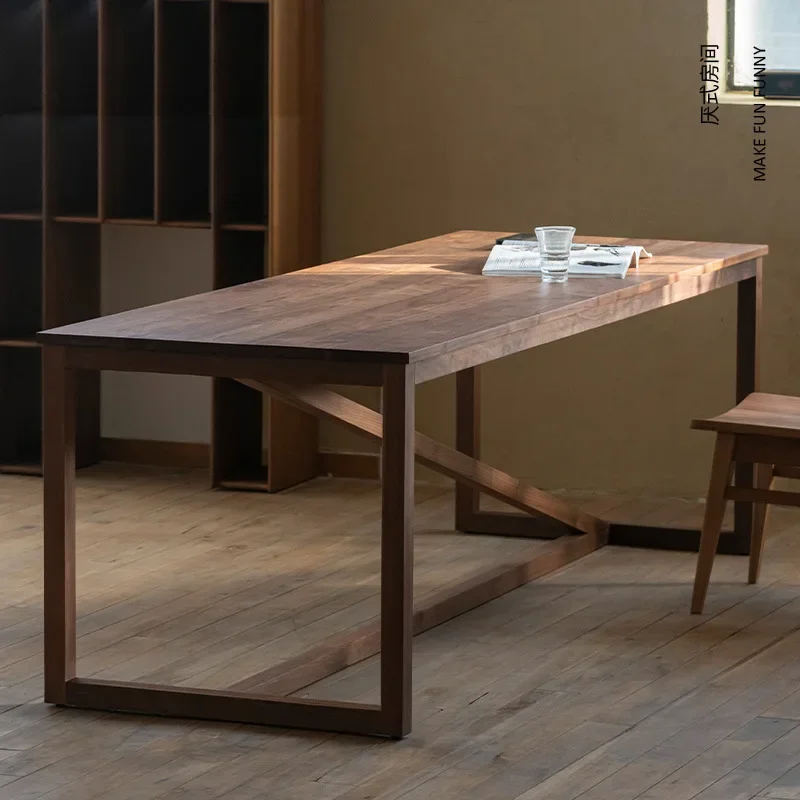 

The product can be customized. All black walnut desk lengthened modern minimalist