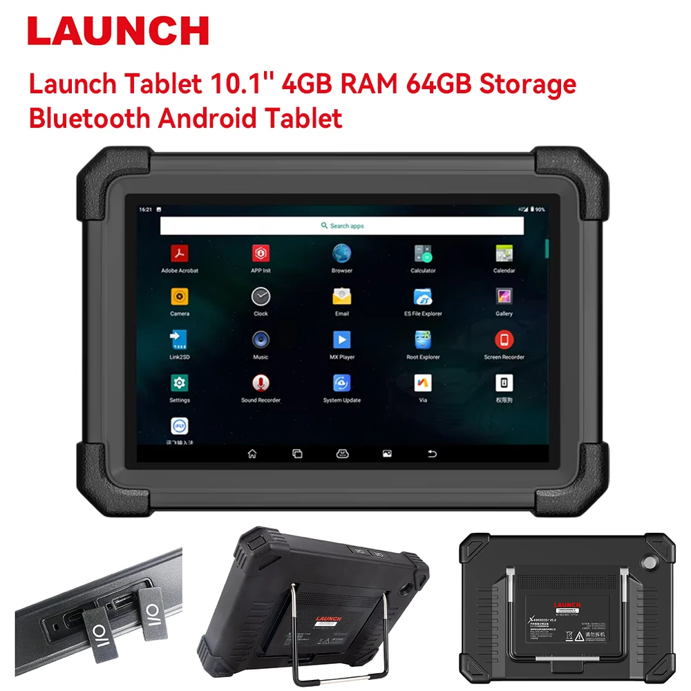 جهاز لوحي إطلاق 2025 مع منفذ USB 10.1 بوصة أسود 4 جيجابايت رام أندرويد بلوتوث أداة تشخيص Obd2 تخزين 64 جيجابايت أداة تشخيص تلقائية