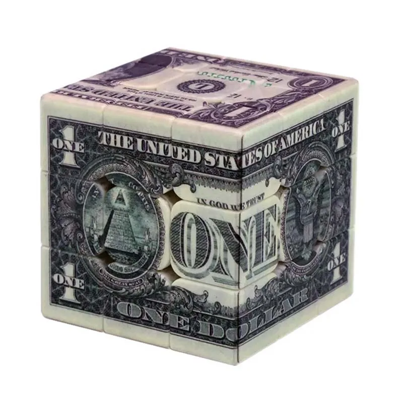 Educational Gifts, Toys, Intelligence Development, UV Printing Currency, US Dollar, Third Order Magic Cube