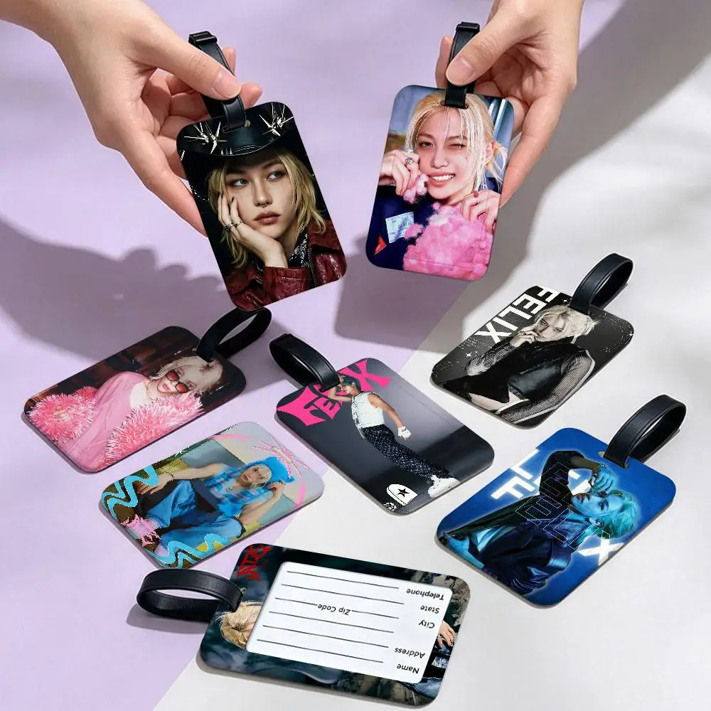 Felix Stray Kids Kpop Travel Suitcase Luggage Tag PVC Information Card Cover Anti lost Name Marker For Backpack Bag