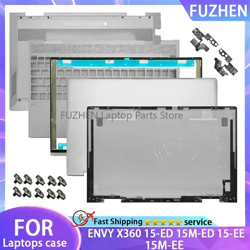 

New For HP ENVY X360 15-ED 15M-ED 15-EE 15M-EE Laptop LCD Back Cover Front Bezel Hinges Palmrest Bottom Case silvery