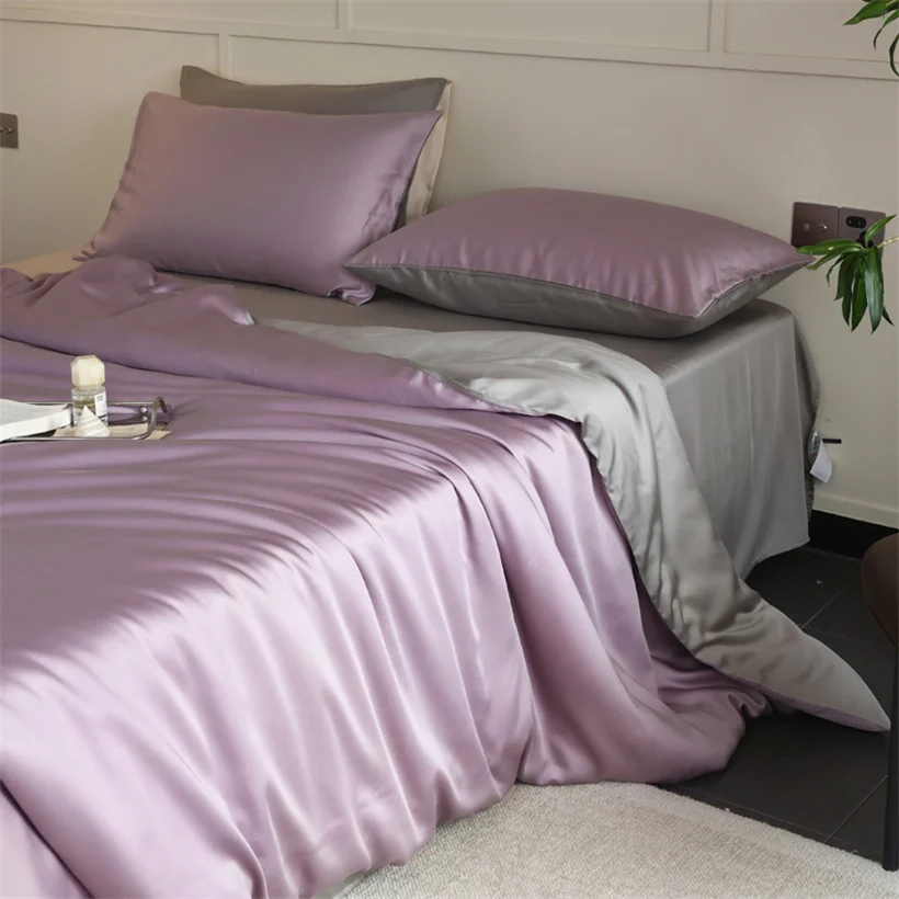 Mulberry Zijden Beddengoedset Luxe Natuurlijke 100% Zijden Dekbedovertrekset Laken Kussensloop Enkel Dubbel Laken King Queen Size