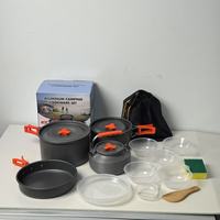 High Quality Outdoor Tableware Set Camping Cooking Set Camping Cookware Travel Tableware Picnic Set Teapot Non-stick Pots