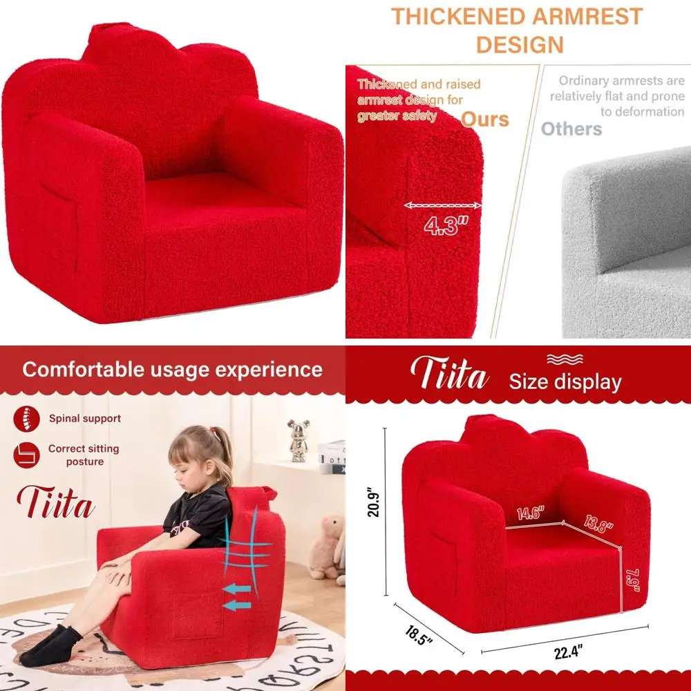 

Glow-in-the-Dark Toddler Sofa with Washable Cover, Cloud-Soft Kids Reading Chair Plush for Toddlers