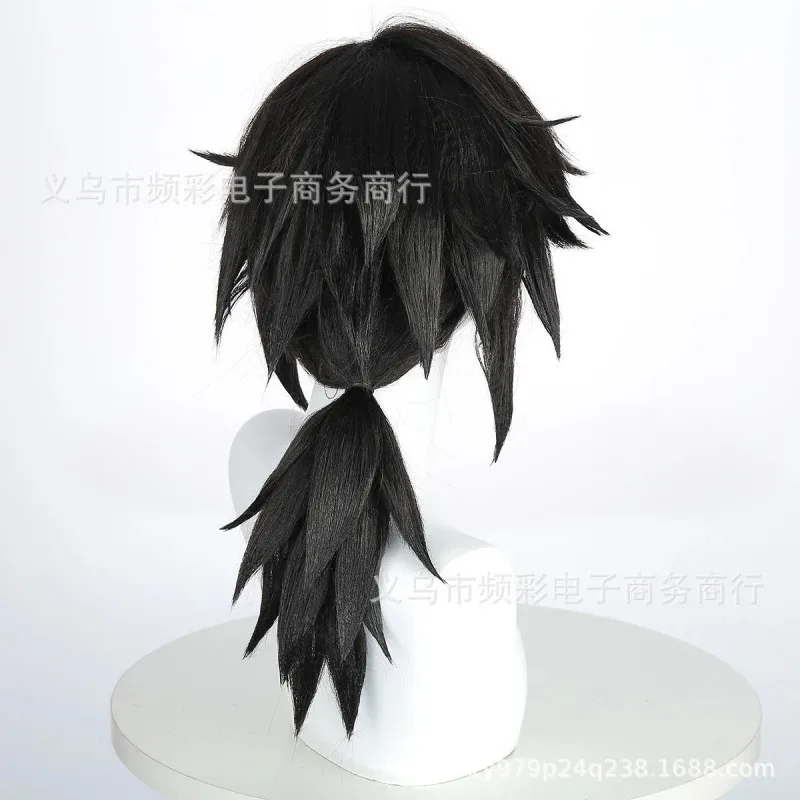 Anime Wig Fugang Yiyong High-Temperature Fiber Cosplay Wig Natural Black Thick Fluffy Lightweight