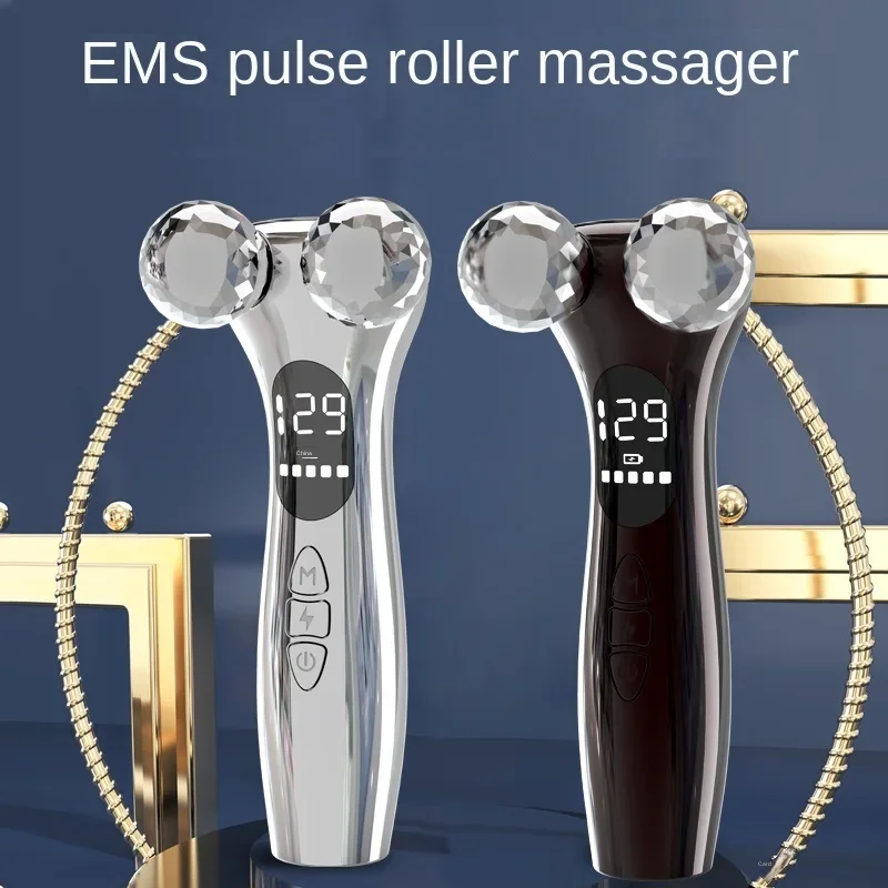 EMS Facial Body Neck Vibration Massage Roller Double Reduction Swelling Facial Lifting Plastic Roller skin care