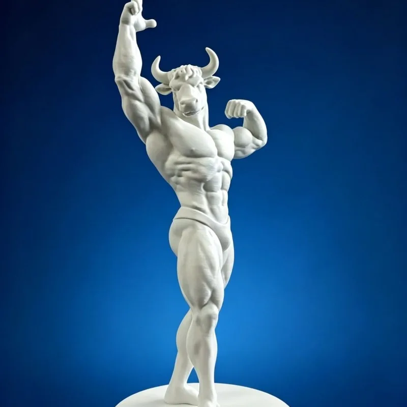25cm Minotaur Muscle Figure Statue 3D Print White Mold Bodybuilding Sculpture DIY Painting Desktop Home Tabletop Decor Ornament