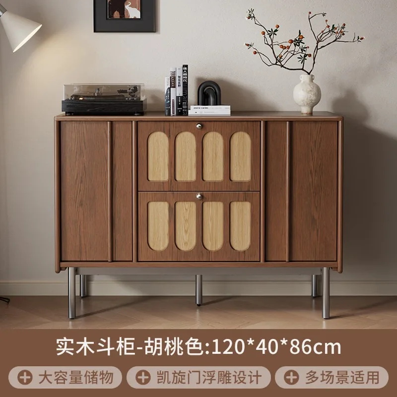 Solid wood chest, living room storage cabinet, light luxury against the wall, new storage bedroom, bedside cabinet