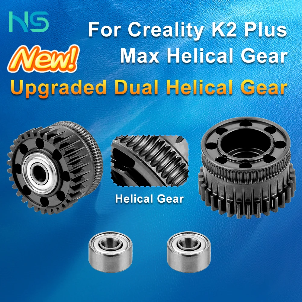 

Upgrade For Creality K2 Plus Extruder Gear Kit Dual Helical All Metal Extruder Driver Gear Nickel DLC Coated 3D Printer Part