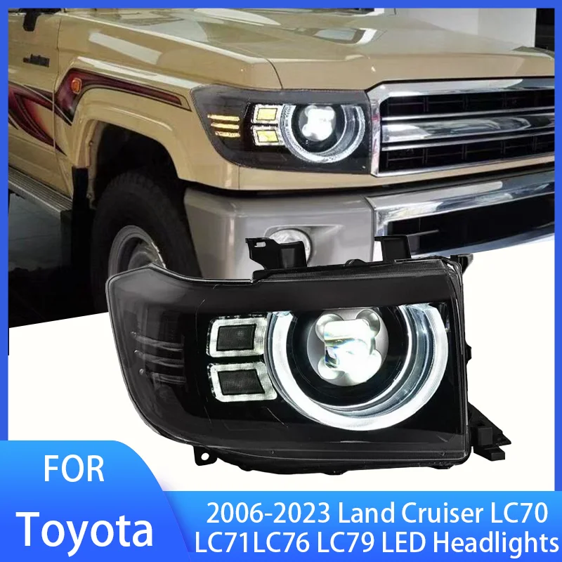 

Поп 2 шт. лампа для Toyota Land Cruiser LC70 LC71 LC76 LC79 2006-2023 светодиодные фары DRL динамическая сигнальная лампа переднего света в сборе
