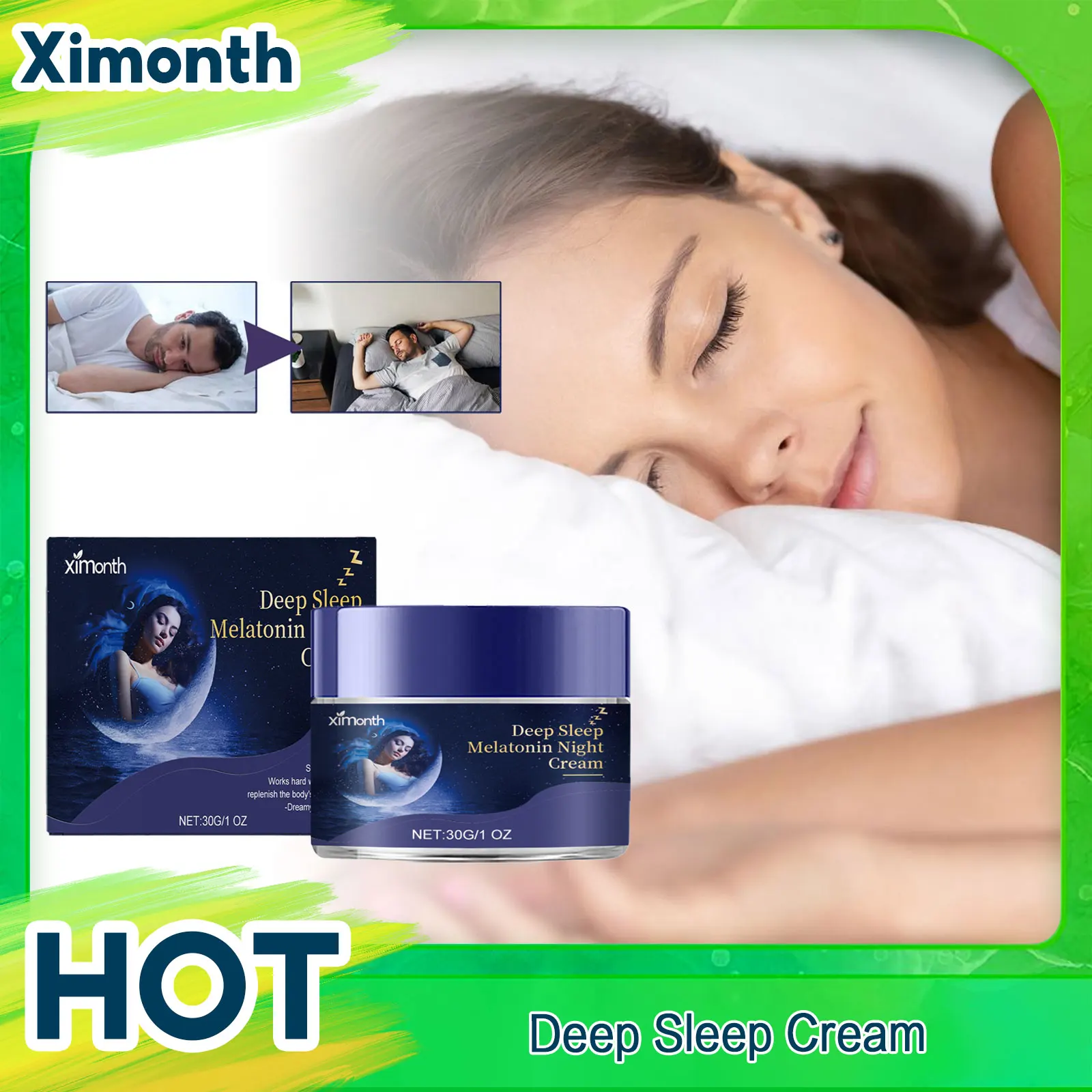 

Insomnia Care Cream Help Fall Asleep Faster Relief Stress Anxiety Headache Relax Fatigue Soothe Mood Brain Improve Sleep Quality