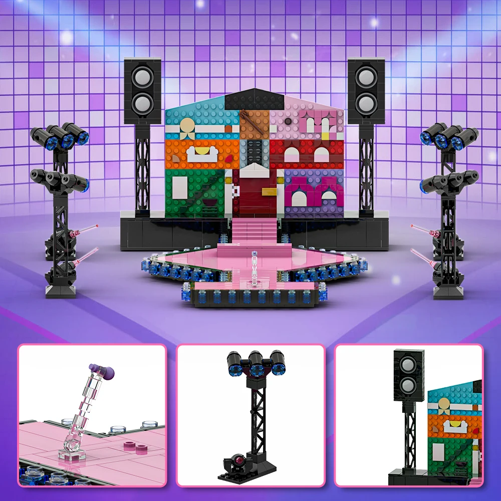 MOC Taylors The Eras Tour Model Building Blocks Famous Singer Taylors Lover House Concert Music Stage Design Brick Toy Gifts