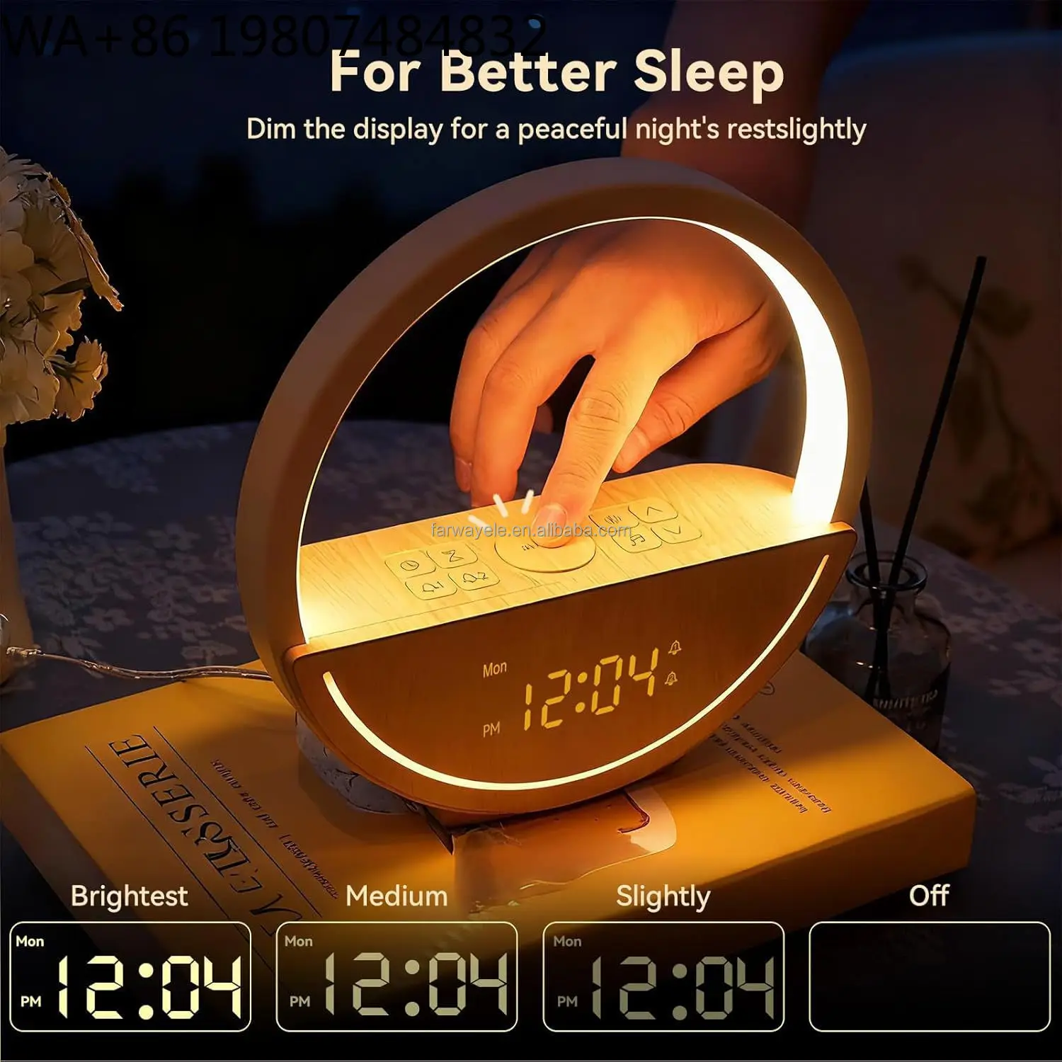 Dawn Simulation Sunrise Bedside Lamp 20 Soothing White Noise Modes Dimmable Night Light Quiet Sleep Aid For Bedroom Rest Space view 4