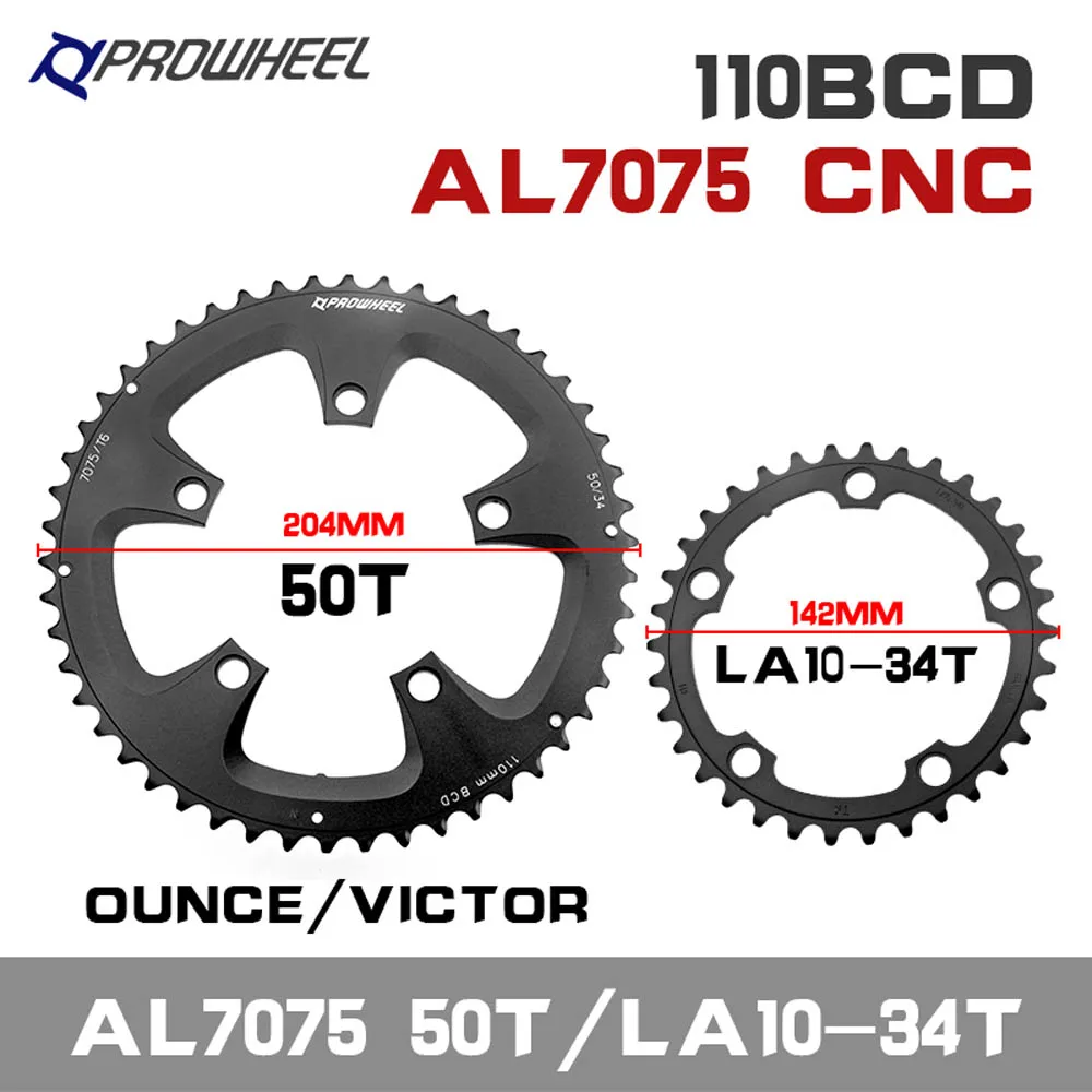 Prowheel chainring 110/130bcd estrada bicicleta rodas dentadas dupla 34t/50t 39t/53t 9/10/11 s peças de bicicleta para shimano bandeja