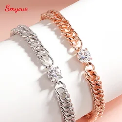 Smyoue 1CT D Color Moissanite Silver Bracelet for Women Men Classic Sparkling Hip Hop Bangles 925 Sterling Silver Shani Abergel