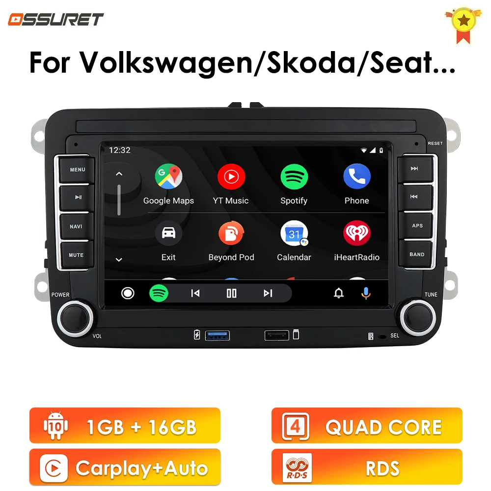 2Din Autoradio Android Auto-Multimediaplayer GPS Carplay für Volkswagen VW Skoda Octavia Golf 5 6 Touran Passat Polo Jetta WiFi