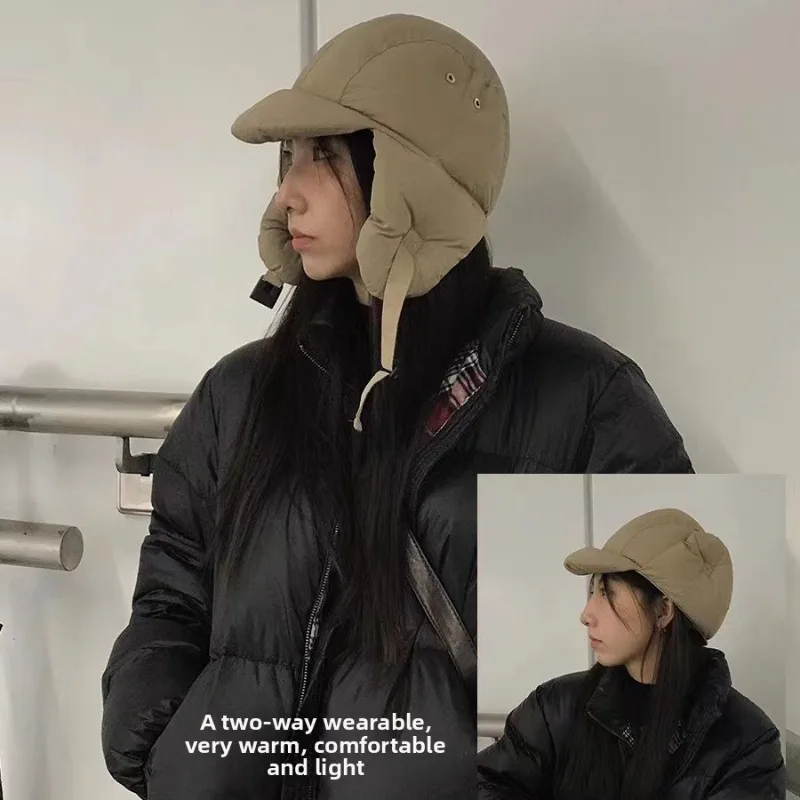 Retro Solid Color Fleece Lined Winter with Ear Flaps Hat Thermal Padded Snow Ski Beanie for Men Women Windproof Cold Weather Cap