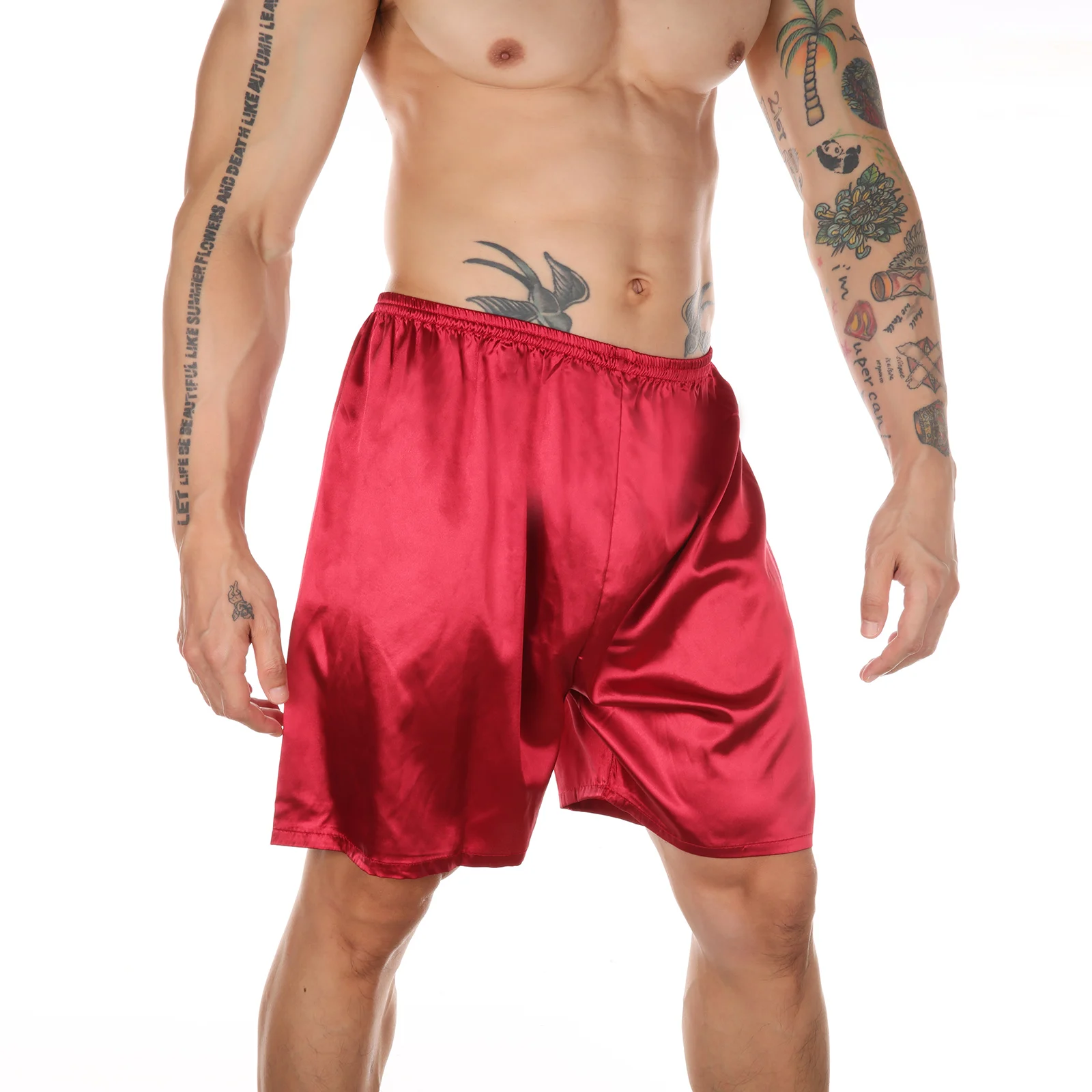 CLEVER-MENMODE Nightwear Satin Pajamas Shorts Men Sleep Bottoms Home Pyjamas Lounge Homewear Boxers Short Pants