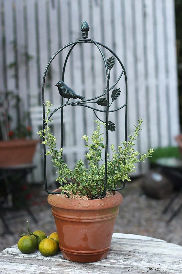 Decorative Bird Cage Design Flower Planter Trellis Support Iron Garden Plant Holder