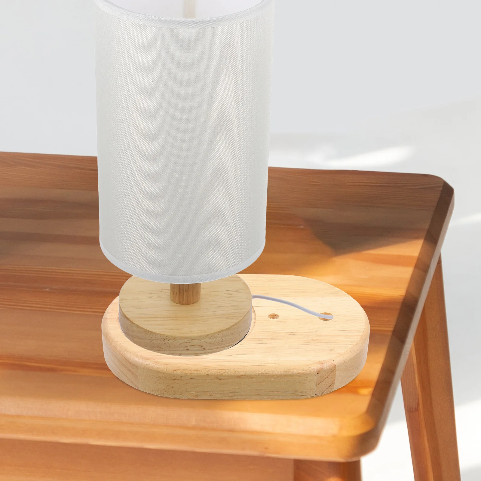 

Natural Wood Base Aromatherapy Table Bedroom Wax Oval Shape Wooden Desk Lamp Base Soft Warm Decorative Lighting